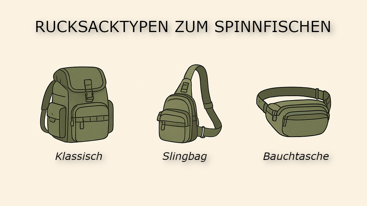 Angelrucksack Arten zum Spinnen